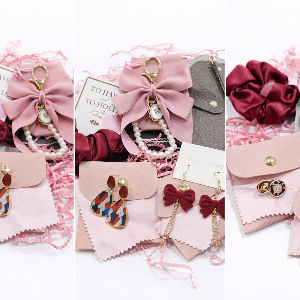 Elegant Pink and Burgundy Women's Accessory Set
